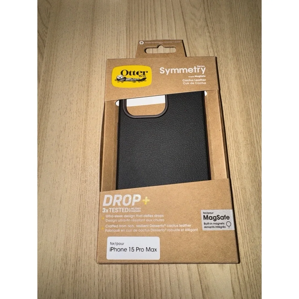OtterBox‎ iPhone 15 Pro Max Symmetry Cactus Leather Case Black Slim Protection